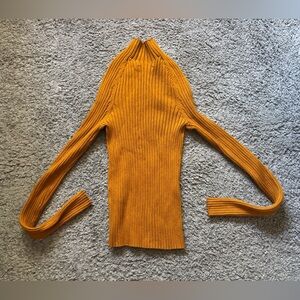 Zara Mustard Ribbed Knit Sweater